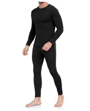  Thermal Underwear for Men Long Johns with Fleece Lined Base Layer Large Black