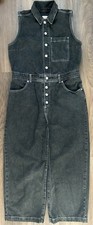 Levi's Women Standard Fit Front Buttons Sleeveless Denim Jumpsuit Black Sz L
