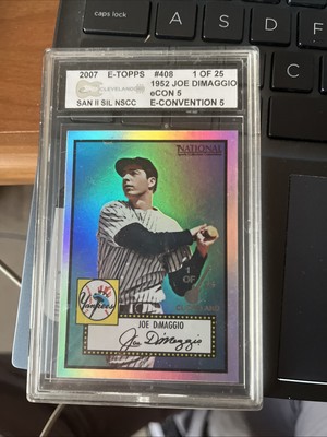 2007 E-TOPPS #408 1952 JOE DIMAGGIO E-CON 5 CLEVELAND STRAT GOLD NSCC 1 OF 25