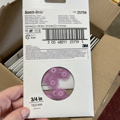 3m Radial Bristle Discs Pink Pumice Pre-Polish Semi Finishing 3/4'' Pack of 48