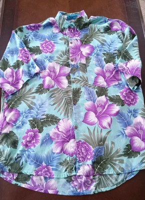 Cappel's Made in the Tropics Hawaiian Shirt Men's Size XXL Blue Purple Floral