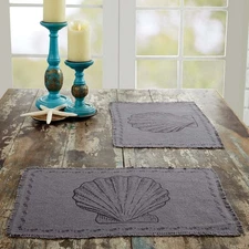 Placemats Sandy Grey Burlap Coastal 12x18 Set of 6 Rect Table Decor VHC Brands