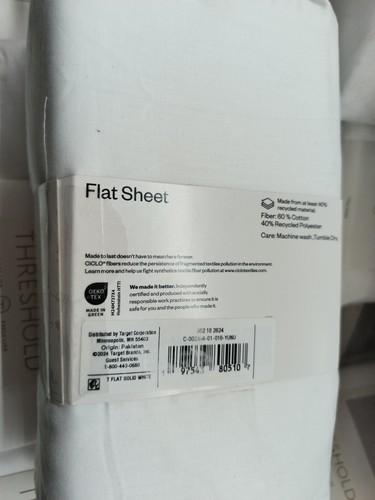 Twin/Twin XL Easy Care Cotton Blend Sateen Flat Sheet White - Room Essentials - Picture 4 of 4