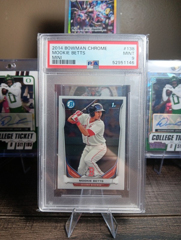2014 Bowman Chrome Mini Mookie Betts (RC) #138 PSA 9 Scratch Mark