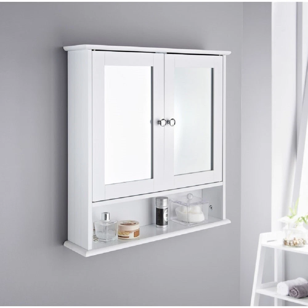 Espejo Doble Puerta con Estante Armario de Baño de Madera - CAJA DE DAÑOS