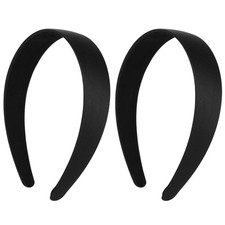 2 PCS 1 Inch Wide Satin Headbands, Hard, Solid, Anti-slip, DIY Hair Accessory