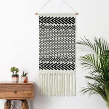 Dremisland Macrame Woven Wall Hanging Tapestry- Boho Chic Bohemian Black Whit...