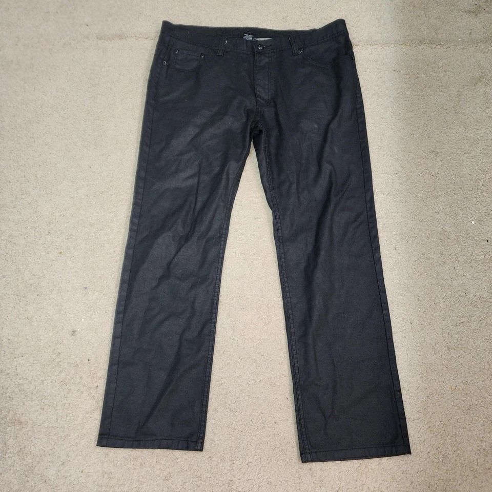 Pantalones Akademiks Para Hombre 40x34 Negro Pierna Recta Mezcla Algodón Informal Estilo Urbano Foto 2 de 4