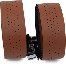 KINGOU Handlebar Tape Luxury PU Leather Bar Fixed Onesize, Natural Brown 