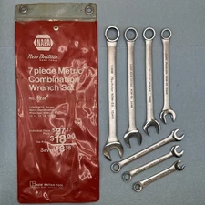 Vintage New Britain / Napa 7 Pc Metric Combination Wrench Set 7-15mm USA Made