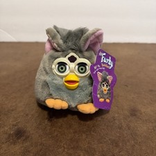 Furby Buddies Up Done Sleep Blue Eyes With Tag 5" Tiger Gray Stripes 1999 70-712
