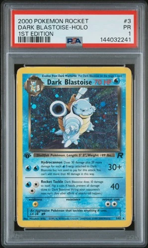 2000 POKEMON ROCKET 1ST ED #3 DARK BLASTOISE-HOLO PSA 1
