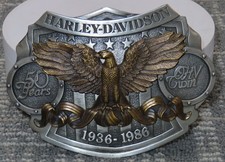 Harley Davidson 50 Years OHV V-Twins Large Belt Buckle 1936-1986 539 of 3000 Bro