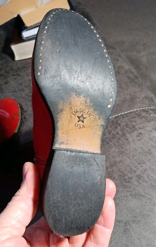 Kids Boots Leather-Like Red (Size 12) -- Western Cowboy Shoes Made In USA - Picture 9 of 19