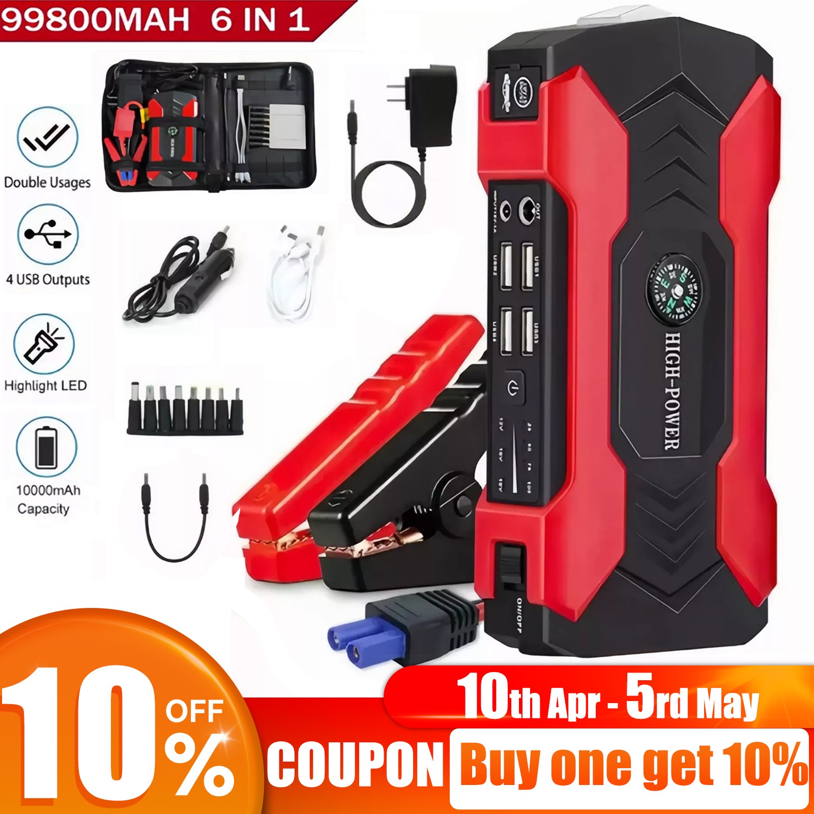 Car Jump Starter 100000mAh Booster Jumper Box Power Bank Battery Charger