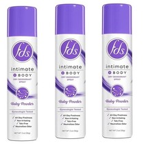 BL Fds Intimate  Body Dry Spray Deodorant Baby Powder 2oz X 3 Packs