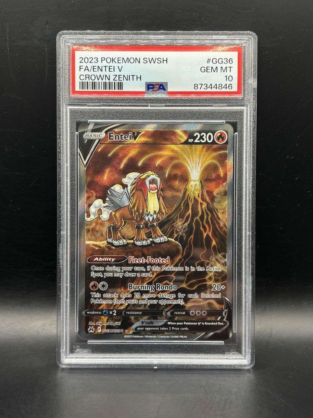 Entei V GG36/GG70 SWSH: Crown Zenith: Galarian Gallery Holo PSA 10