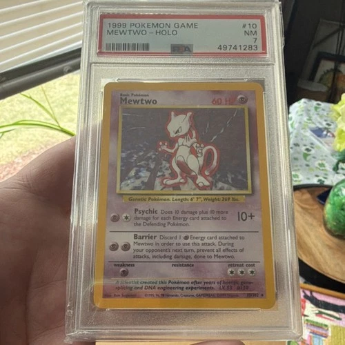 Pokémon Mewtwo Base Set Holo Rare 1999 10/102 PSA 7 Ken Sugimori TCG Card
