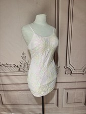White Iridescent Sequin Light Pink Mini Dress Formal Homecoming Party Woman  s 4