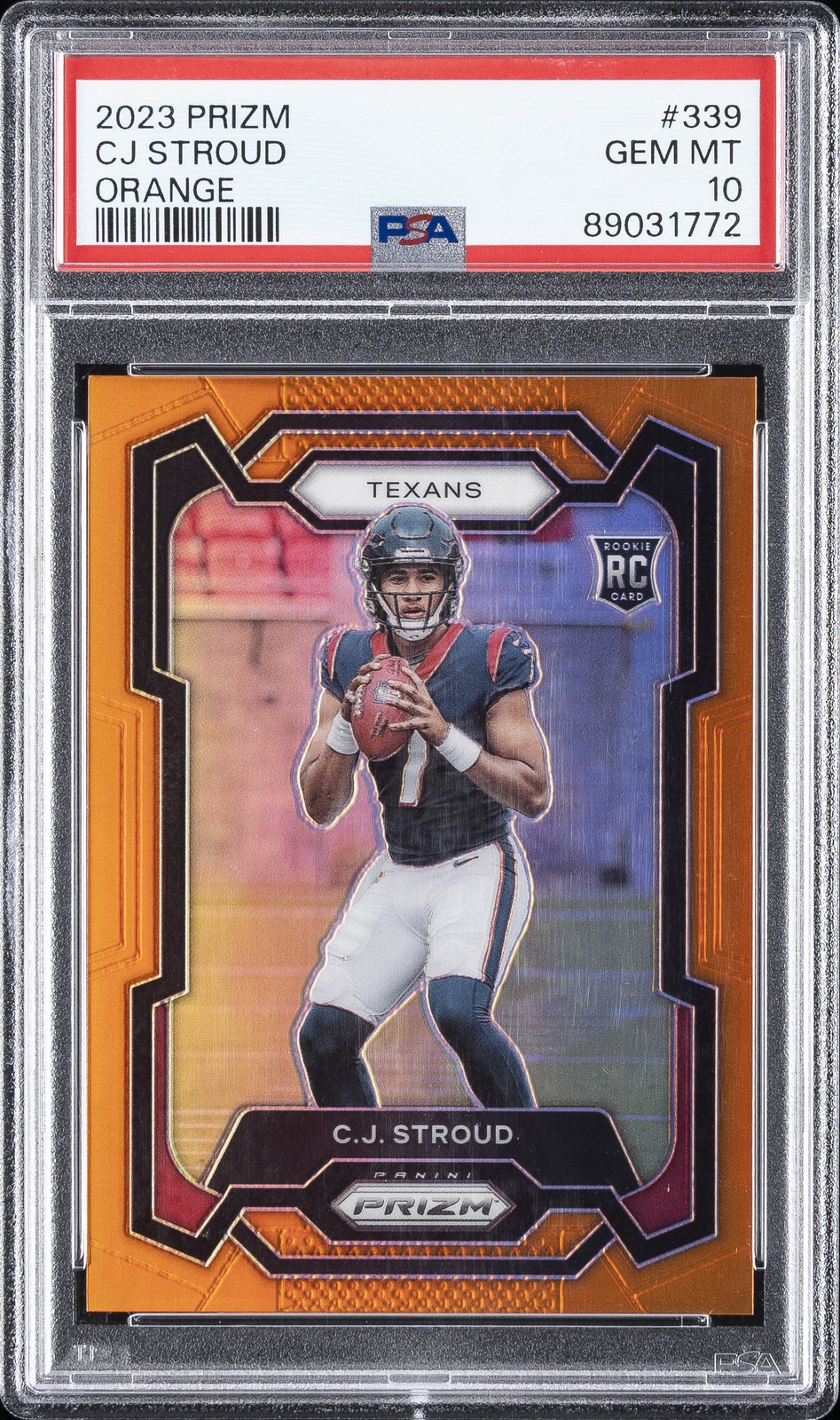 2023 PANINI PRIZM ORANGE PRIZM #339 CJ STROUD 168/249 PSA 10