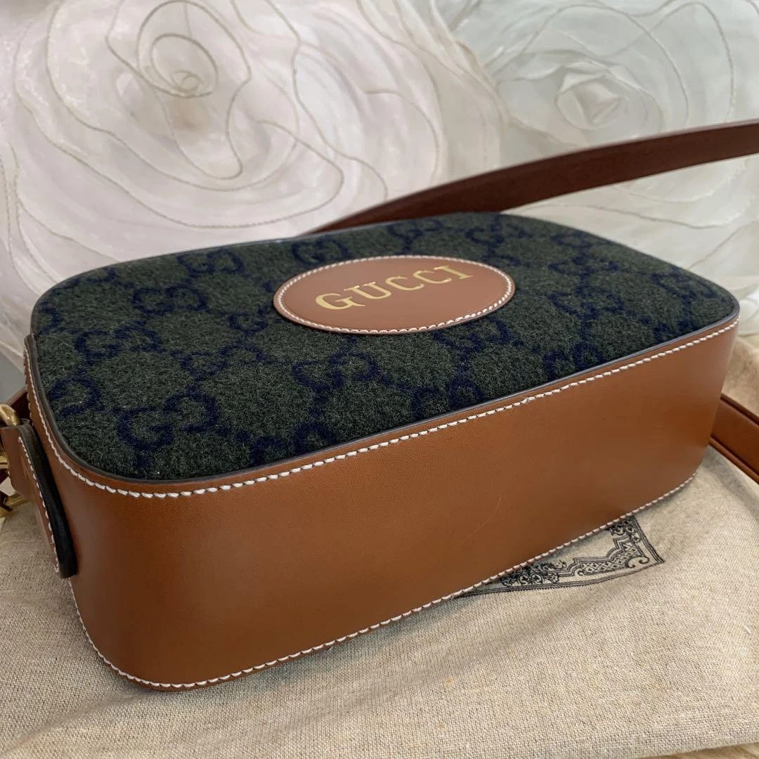 Sac à bandoulière Gucci Script logo laine X cuir créateur sac à main luxe