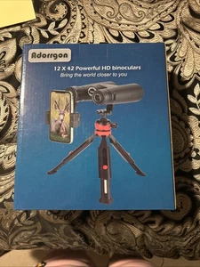 12x42 Jumelles pour adultes, Adorrgon HD, Vision basse lumière, téléphone & Adapter les trépieds
