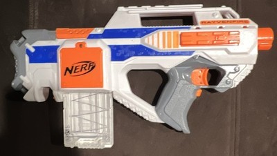 NERF N-Strike Elite Rayvenfire Blaster White Blue Orange A3921 2012 Ages 8+