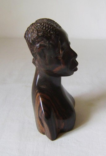 Testa di donna africana in ebano intagliato vintage: altezza 13 cm anni '60 circa - Foto 7 di 8
