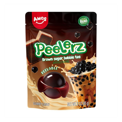 AMOS Peelerz Brown Sugar Bubble Tea 3oz Gummy Candy - VIRAL - TikTok Trending
