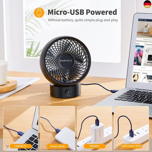 SMARTDEVIL USB Ventilator, Mini Ventilator Klein Leise Tischventilator - Bild 6 von 6