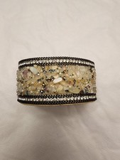 Bangle Bracelet Womens Jewelry, Magnetic clasp Leather Crystal Rhinestone Stones