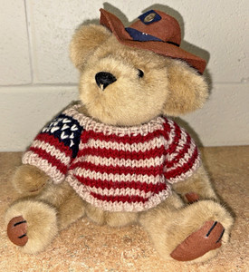 Brass Button Bears Cody Teddy Bear Plush American Flag Sweater Brown Hat