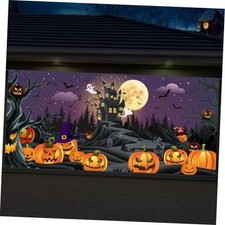 Halloween Garage Door Decoration 13x6 ft Large Pumpkin Banner - Scary Cover