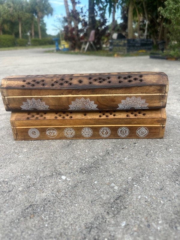 2-Wooden Coffin Style Incense Burner Box – Hand Carved Ash Catcher