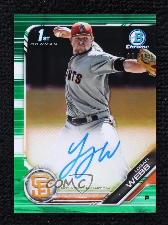 2019 Bowman Chrome Prospect Green Refractor 89/99 Logan Webb #CPA-LW Auto 0b0