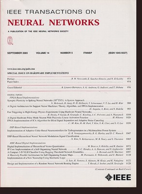 IEEE Transactions on Neural Networks: Special Issue on Hardware Implementation..