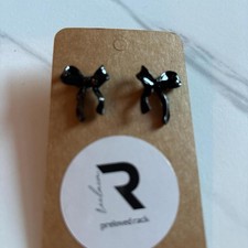 Black Bow Stud Earrings