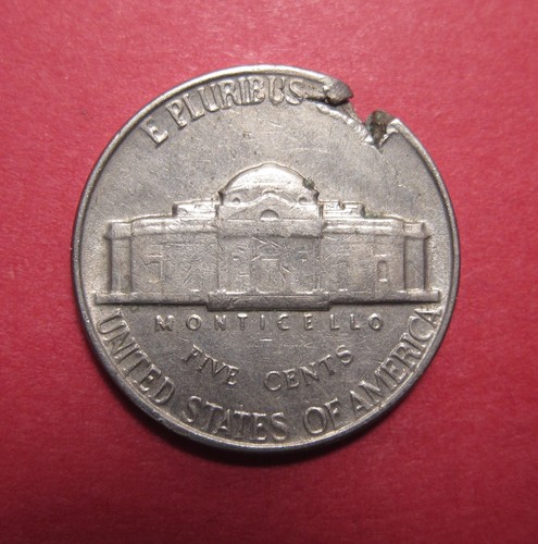 1962 Jefferson Nickel MInt Error - Ragged Clip w/Cracked Planchet - Picture 2 of 2