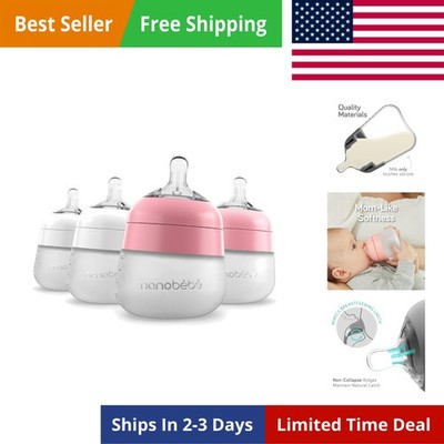 Nanobebe Flexy Silicone Baby Bottle, Anti-Colic, Natural Feel, Non-Collapsing...
