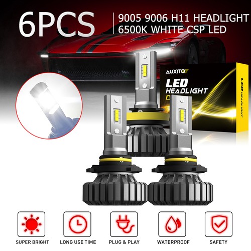 AUXITO High Bright Cool White High Low Beam 9006 9005 H11 LED Headlight Combo - Picture 10 of 12