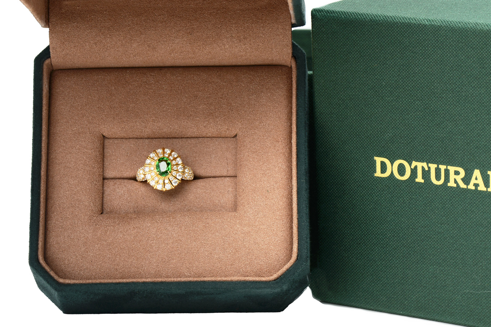 Enthralling Tsavorite Diamond Dinner Ring - image 5