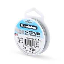 49 Strand Stainless Steel Bead Stringing Wire, .018 in / 0.46 Mm, Satin Silver,