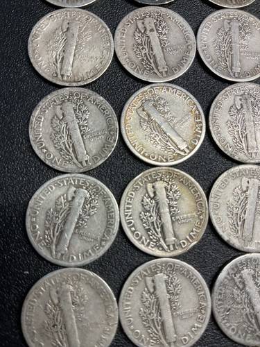 LOT OF 22 MERCURY DIMES-YEARS-DIFFERENT YEARS 1920 THRU 1945-LISTED IN COMMENTS - Picture 21 of 24