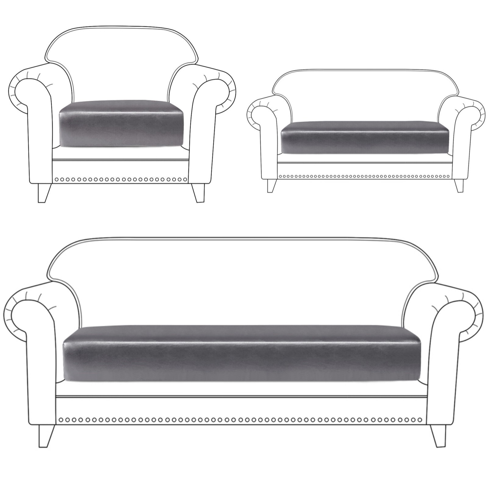 1/2/3 Seater PU Leather Sofa Seat Cushion Cover Chair Loveseat Couch Slipcovers