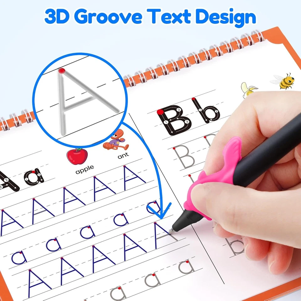 Large Magic Grooved Reusable Writing Practice Books for Kids Age 3-8 Preschool Foto 4 de 4