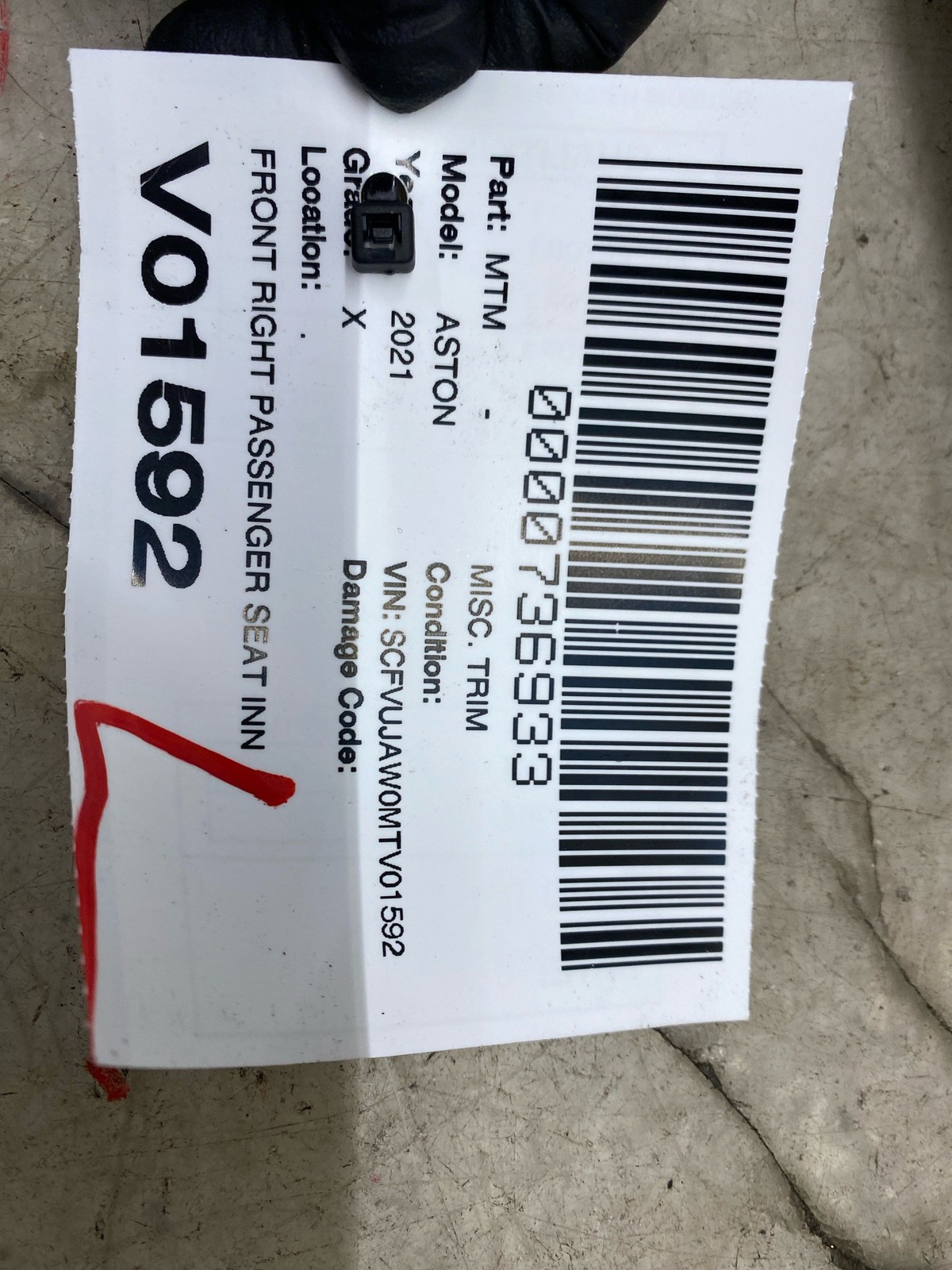 2020-2025 ASTON MARTIN DBX OEM FRONT RIGHT SEAT INNER SEAT TRIM MY83-17C988-AA