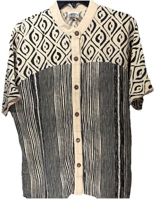 Produce Company Adult Unisex Large Tribal Batik Gauze Camp Button Shirt