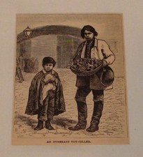 1879 magazine engraving  AN ITINERANT TOY-SELLER