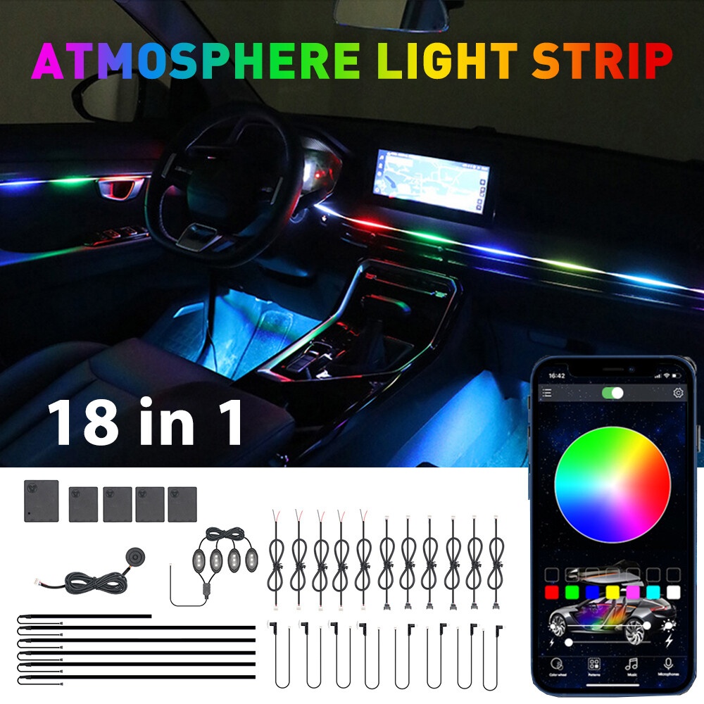 RGB LED Car Interior Accessories Floor Decorative Atmosphere Strip Lamp Lights I