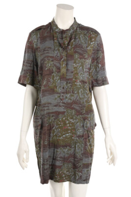 athé vanessa bruno Shirt Dress Tropical Print F 40 = D 38 brown mint